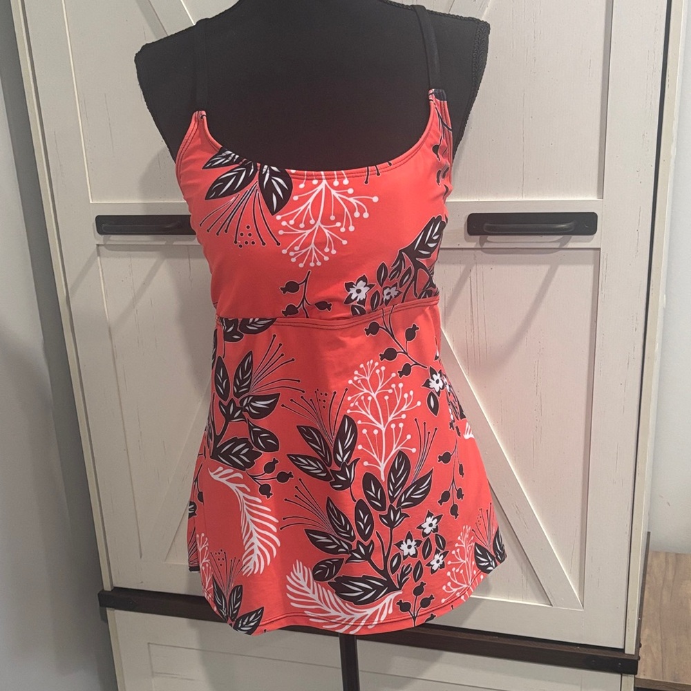 Swim Top Coral Floral Tankini top only - Picture 3 of 9